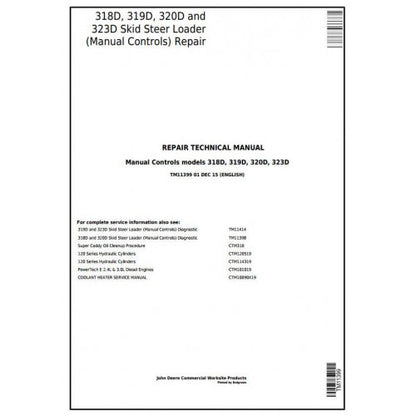 SERVICE REPAIR MANUAL - JOHN DEERE 319D SKID STEER LOADER W.MANUAL CONTROLS TM11399