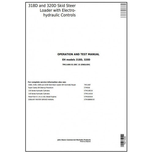 DIAGNOSTIC & TEST SERVICE MANUAL - JOHN DEERE 318D, 320D SKID STEER LOADER WITH EH CONTROLS TM11406