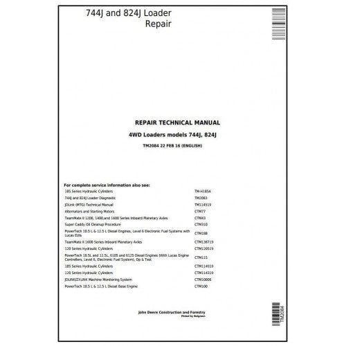 SERVICE REPAIR TECHNICAL MANUAL -JOHN DEERE 744J 4WD LOADER TM2084