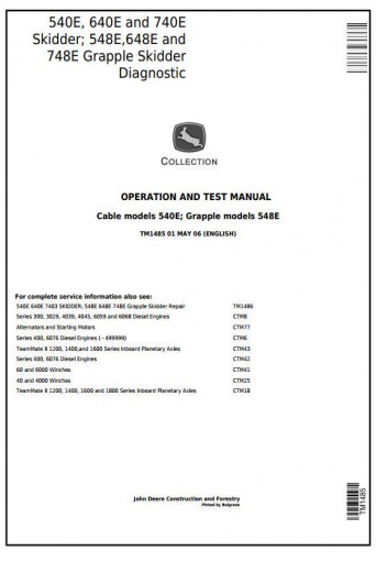 DIAGNOSTIC MANUAL - JOHN DEERE 540E GRAPPLE SKIDDER TM1485 – The ...