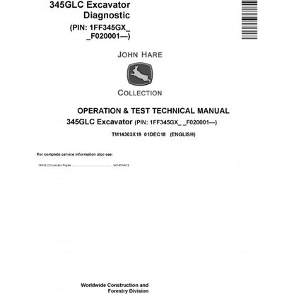 OPERATION & TEST TECHNICAL MANUAL (TM14303X19)-JOHN DEERE 345GLC EXCAVATOR