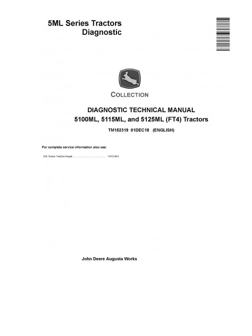 DIAGNOSTIC TECHNICAL MANUAL - JOHN DEERE 5125ML (FT4) TRACTORS TM152319