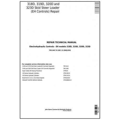 SERVICE REPAIR MANUAL - JOHN DEERE 318D, 319D, 320D, 323D SKID STEER LOADER (EH CONTROLS) TM11407