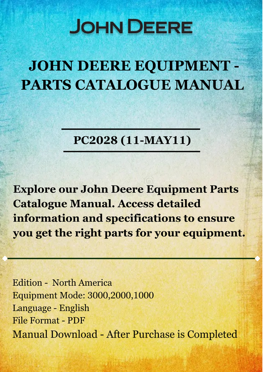 PARTS CATALOG MANUAL - JOHN DEER 1000,2000,3000 OEM SERIES RADIAL PISTON PUMPS PC2028 (11-MAY11)