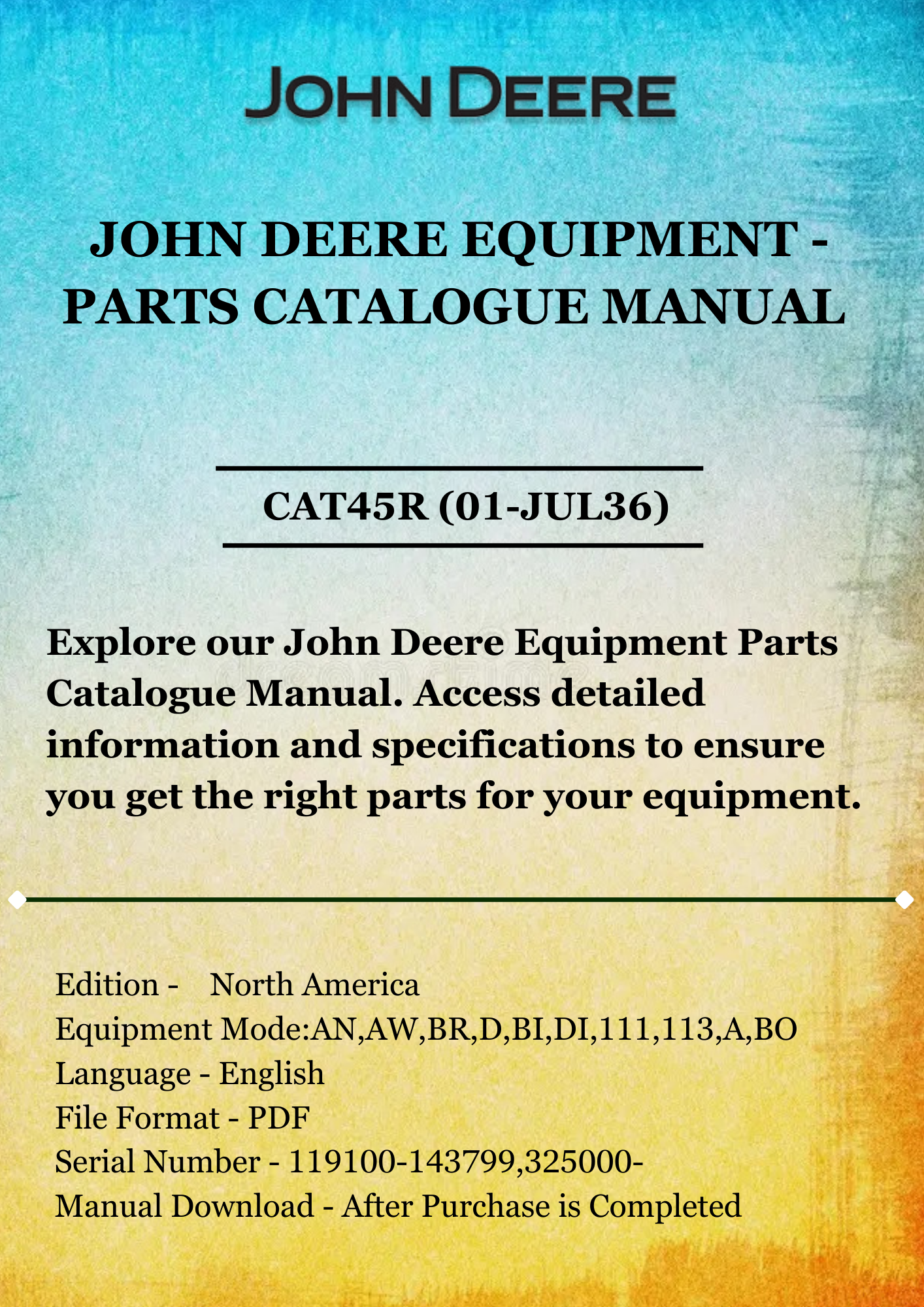 PARTS CATALOG MANUAL - JOHN DEER REPAIR CTALOG FOR 111,113 TYPE W ENGINES CAT45R (01-JUL36)