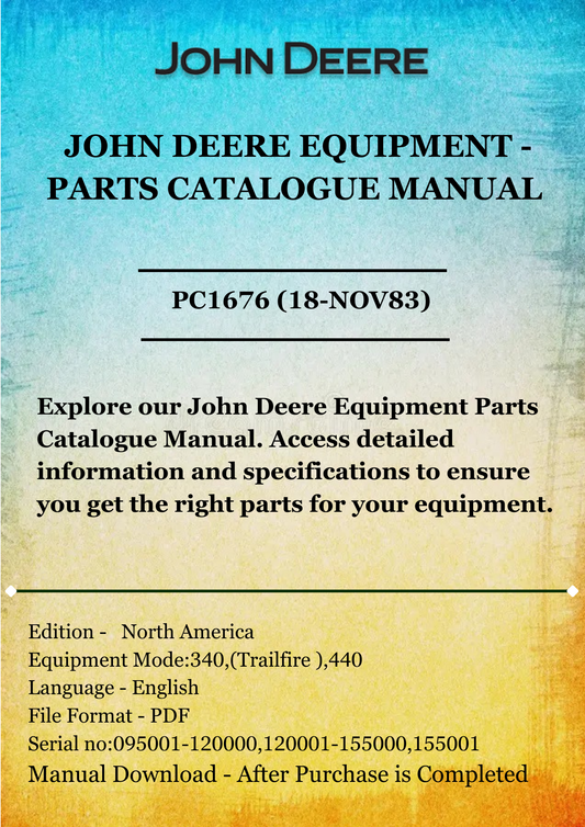 PARTS CATALOG MANUAL - JOHN DEERE TRAILFIRE SNOWMOBILES PC1676 (18-NOV83)