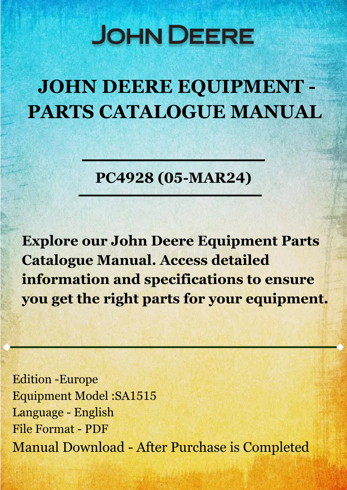 PARTS CATALOG MANUAL - JOHN DEERE 52cm PROFESSIONAL WALK-BEHIND MOWERS C52KS (SA1515) PC4928 (05-MAR24)