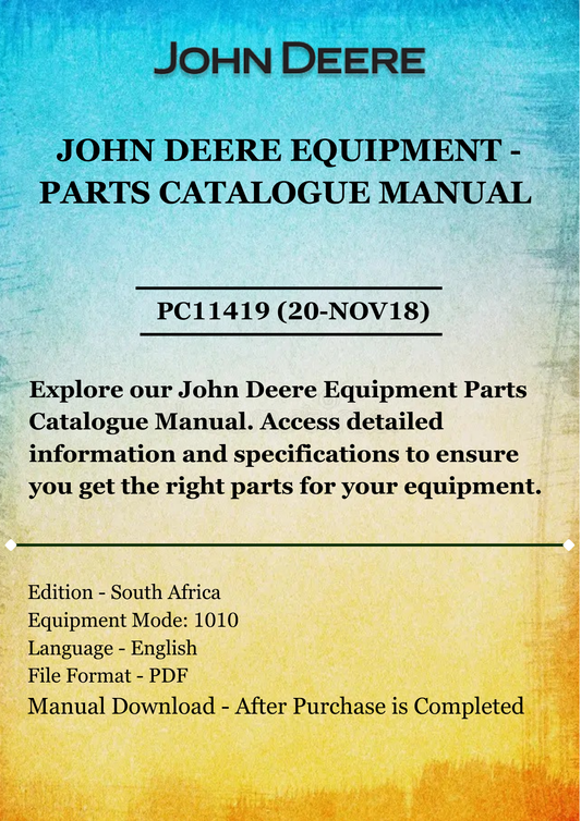 PARTS CATALOG MANUAL - JOHN DEER FLAT DECK TRAILER 1010 PC11419 (20-NOV18)