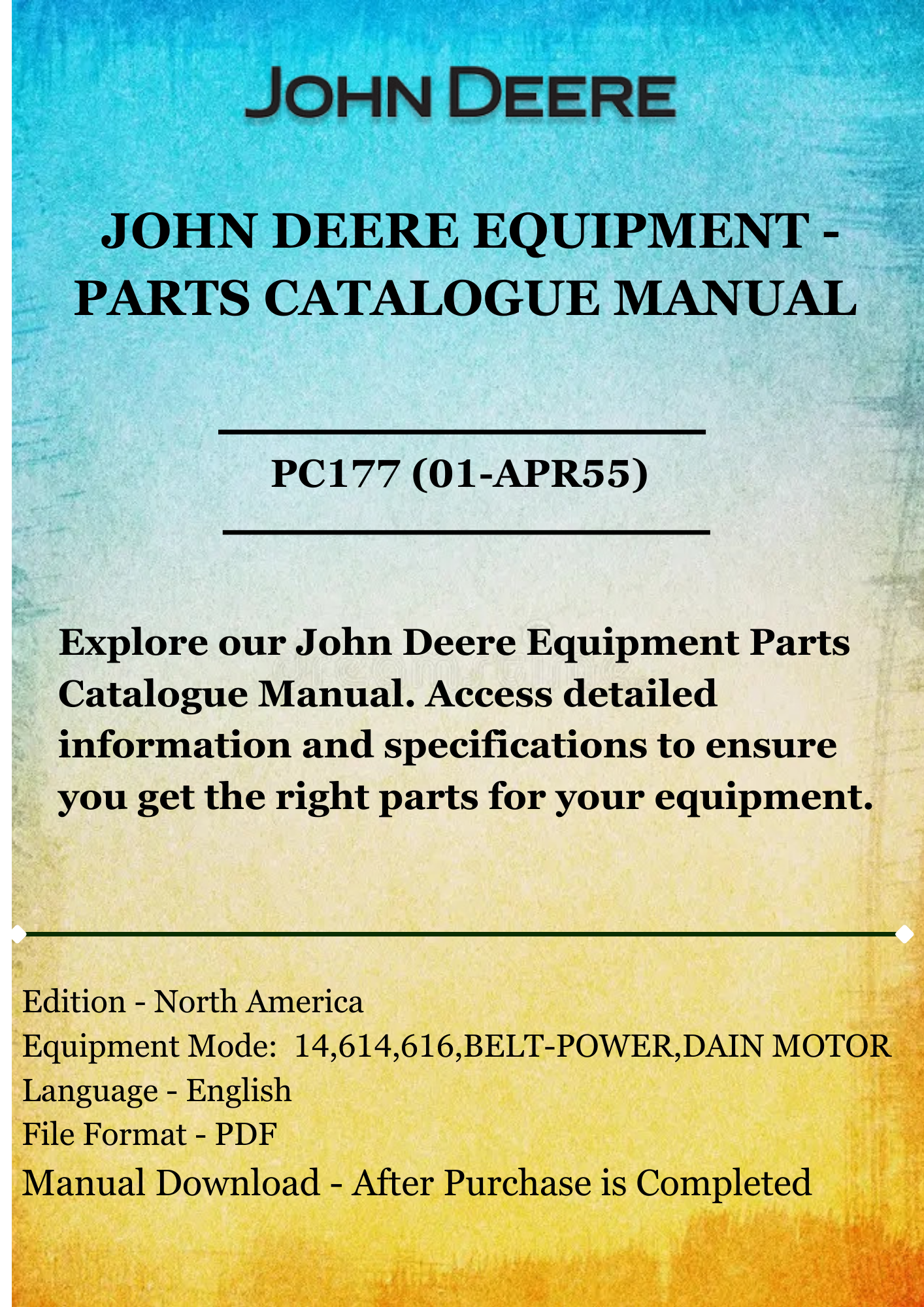 PARTS CATALOG MANUAL - JOHN DEERE HAND-TIE BALERS (HAY PRESSES) PC177 (01-APR55)