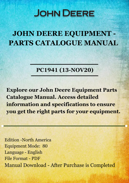 PARTS CATALOG MANUAL - JOHN DEER 80 LOADER PC1941 (13-NOV20)