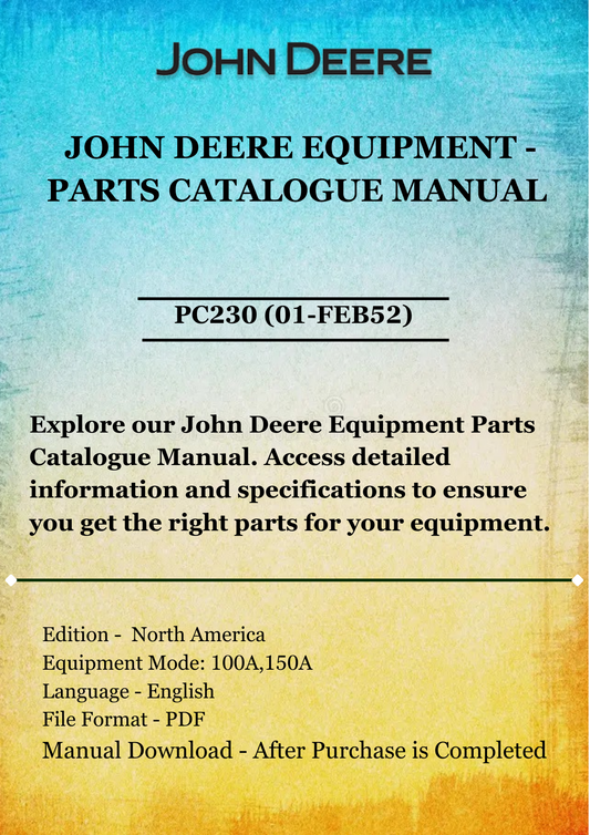 PARTS CATALOG MANUAL - JOHN DEER SMALL DISK TILLERS-100A-150A SERIES PC230 (01-FEB52)