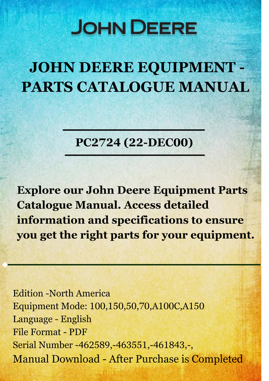 PARTS CATALOG MANUAL - JOHN DEER PORTABLE SPACE HEATERS PC2724 (22-DEC00)