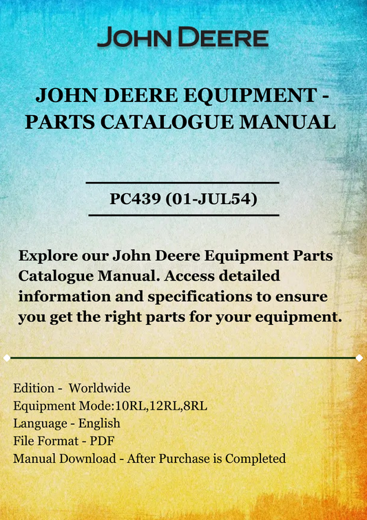 PARTS CATALOG MANUAL - JOHN DEER 10RL,12RL,8RL LAND LEVELER PC439 (01-JUL54)