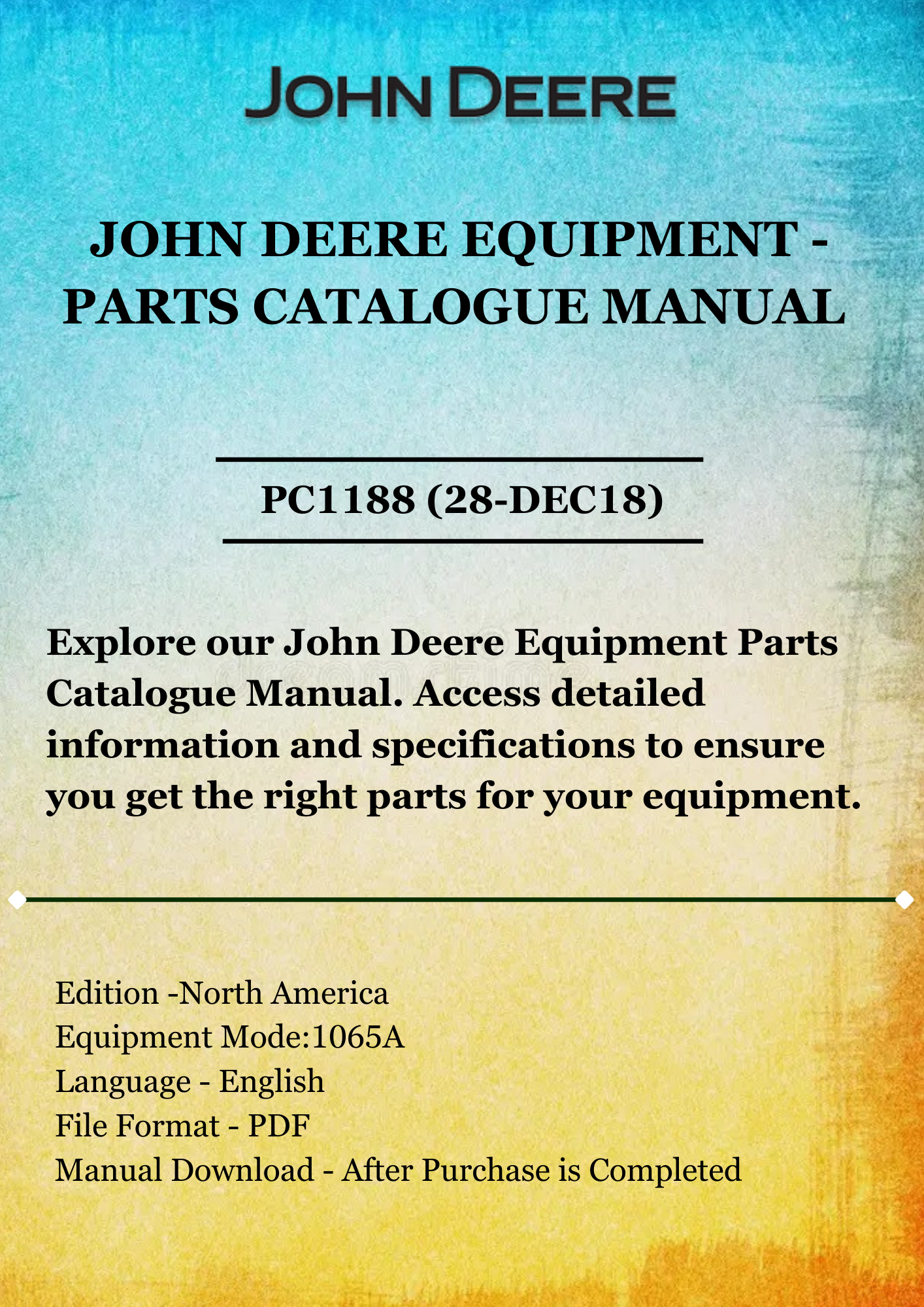 PARTS CATALOG MANUAL -  FOR JOHN DEERE WAGON, FARM - 1065A PC1188 (28-DEC18)