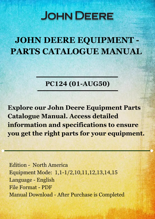 PARTS CATALOG MANUAL - JOHN DEER NO.1,1-1/2,10,11,12,13,14,15,16,17,2,20,21,22,23,3,33M,33T & 43 BEET LIFTERS PC124 (01-AUG50)