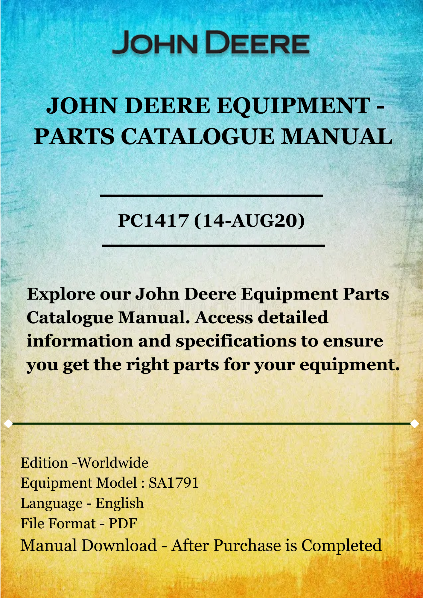 PARTS CATALOG MANUAL - JOHN DEERE 40 cm BATTERY WALK-BEHIND MOWER,R40B (SA1791) PC1417 (14-AUG20)