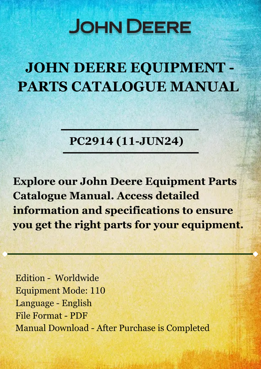 PARTS CATALOG MANUAL - JOHN DEER 110 TRACTOR LOADER BACKHOE PC2914 (11-JUN24)