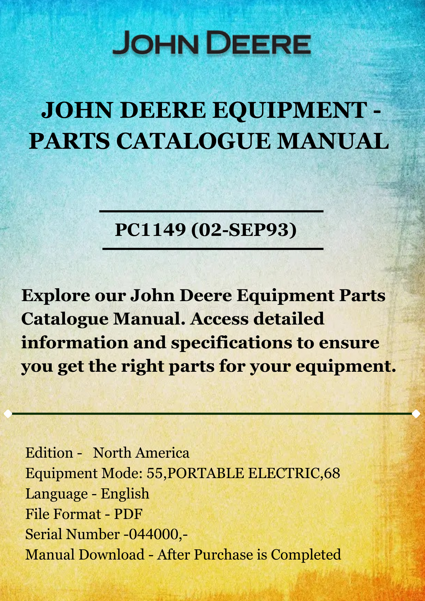 PARTS CATALOG MANUAL - JOHN DEER  CONSUMERS PRODUCT ACCESORIES PC1149 (02-SEP93)