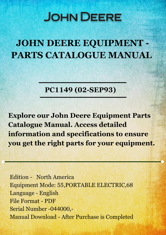 PARTS CATALOG MANUAL - JOHN DEER  CONSUMERS PRODUCT ACCESORIES PC1149 (02-SEP93)