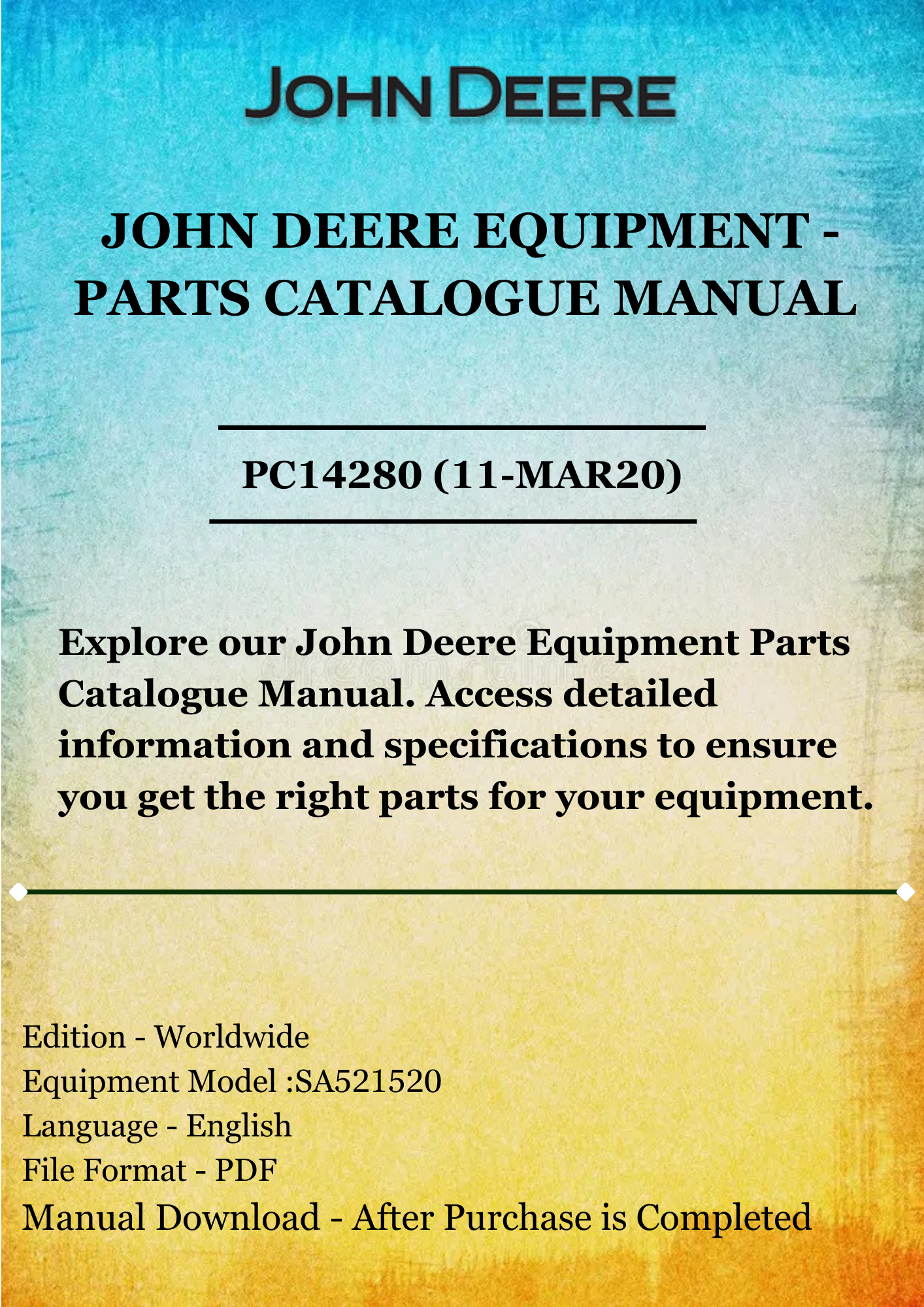 PARTS CATALOG MANUAL - JOHN DEERE 47 CM BATTERY WALK-BEHIND MOWER 47-ACCU VARIO (SA521520) PC14280 (11-MAR20)