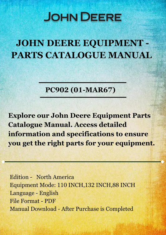 PARTS CATALOG MANUAL - JOHN DEER 88,110,132 INCH BELT PICKUPS PC902 (01-MAR67)