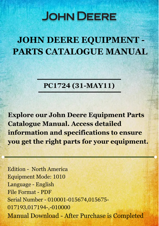 PARTS CATALOG MANUAL - JOHN DEER 1010 SERIES FIELD CULTIVATOR PC1724 (31-MAY11)