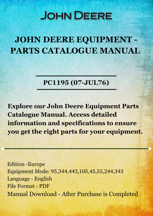 PARTS CATALOG MANUAL - JOHN DEER COMBINE FEEDER HOUSES FOR QUICK-TATCH CORNHEADS & PLATFORMS PC1195 (07-JUL76)