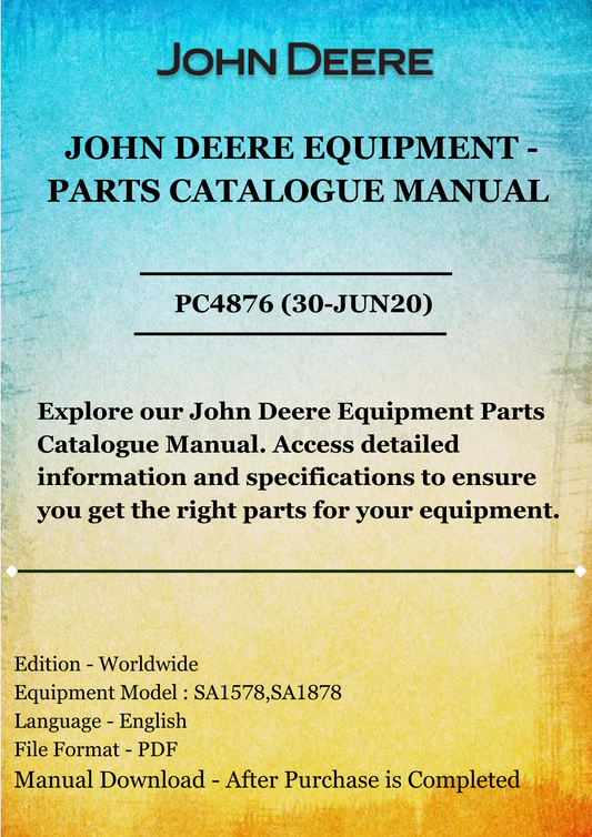 PARTS CATALOG MANUAL - JOHN DEERE 47 CM PROFESSIONAL WALK-BEHIND MOWER PRO 47V (SA1487,SA326519,SA326520) PC4876 (30-JUN20)