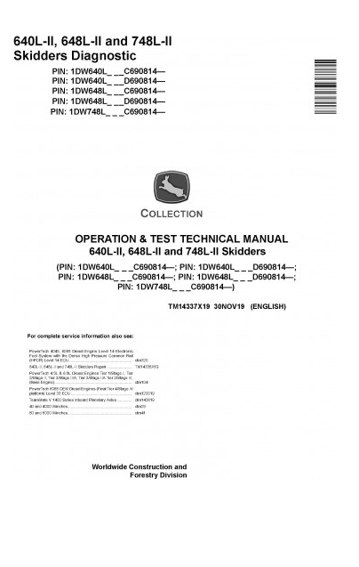 OPERATION & TEST TECHNICAL MANUAL - JOHN DEERE 748L-II SKIDDERS TM14337X19