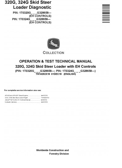 OPERATION & TEST TECHNICAL MANUAL -JOHN DEERE 320G, 324G SKID STEER LOADER (TM14292X19)