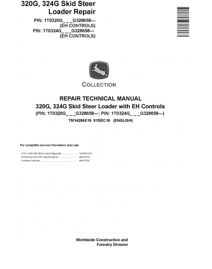 REPAIR TECHNICAL MANUAL - JOHN DEERE 324G SKID STEER LOADER (TM14296X19)