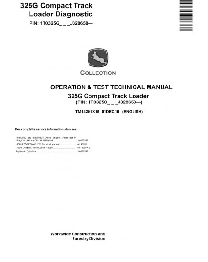 OPERATION & TEST TECHNICAL MANUAL - JOHN DEERE 325G COMPACT TRACK LOADER (TM14291X19)