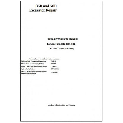 SERVICE REPAIR TECHNICAL MANUAL-  JOHN DEERE 35D AND 50D COMPACT EXCAVATOR TM2264