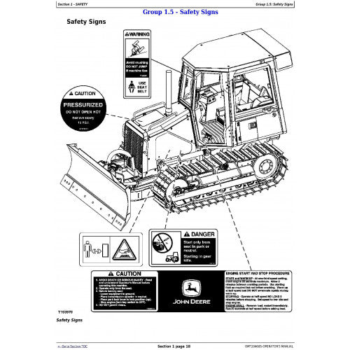 OPERATORS MANUAL -  JOHN DEERE 450J, 550J, AND 650J CRAWLER DOZER (S.N. BEFORE 159986) OMT204685