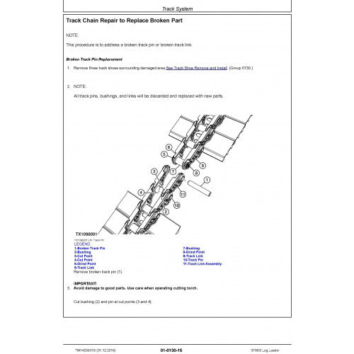 REPAIR TECHNICAL MANUAL  - JOHN DEERE 3156G (SN. F316001-) LOG LOADER TM14030X19