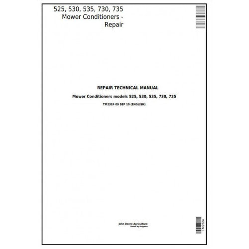 SERVICE REPAIR TECHNICAL MANUAL - JOHN DEERE 535 MOWER CONDITIONERS TM2324