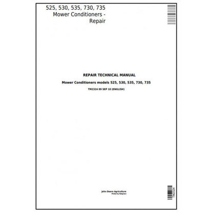 SERVICE REPAIR TECHNICAL MANUAL - JOHN DEERE 535 MOWER CONDITIONERS TM2324