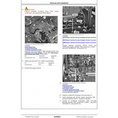 REPAIR TECHNICAL SERVICE MANUAL - JOHN DEERE 2156GLC (SN. F216001-) LOG LOADER  TM14046X19