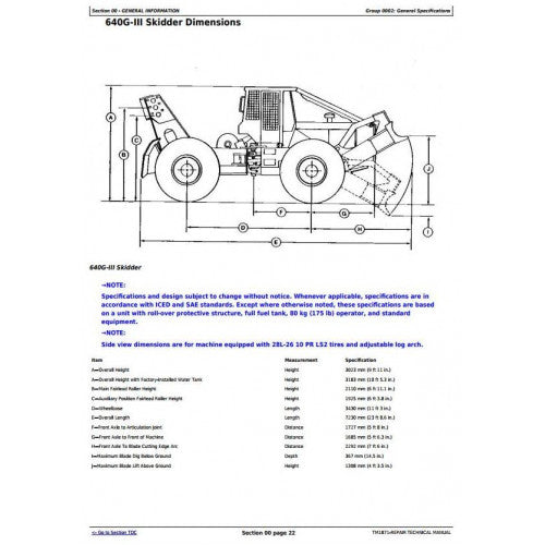 REPAIR MANUAL - JOHN DEERE 640G-III (SN.-586336) SKIDDER TM1871