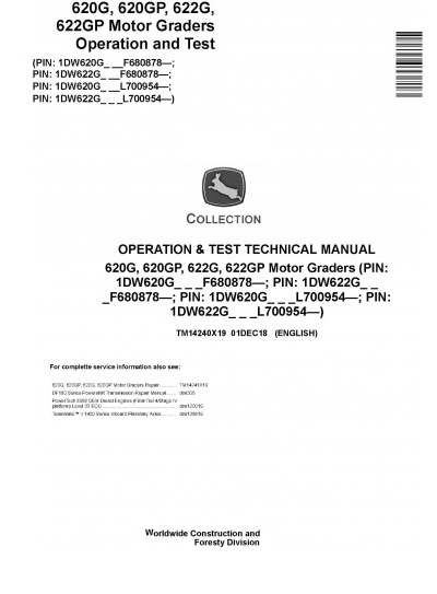 DIAGNOSTIC MANUAL - JOHN DEERE 620GP  MOTOR GRADERS (TM14240X19)