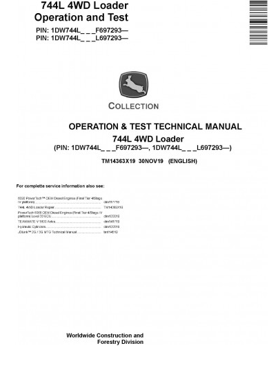 DIAGNOSTIC TECHNICAL MANUAL - JOHN DEERE 524L 4WD LOADER (TM14341X19)