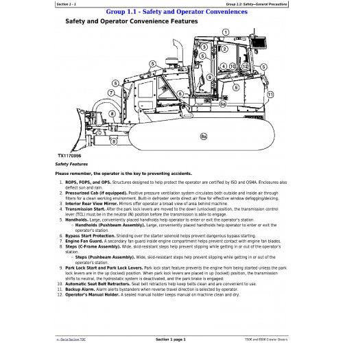 OPERATOR'S MANUAL -  JOHN DEERE 750K (SN. F271593-), 850K (SN. F271510-) CRAWLER DOZERS OMT355293X19