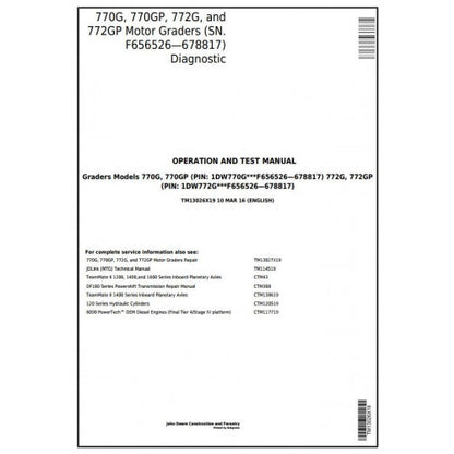 DIAGNOSTIC SERVICE MANUAL - JOHN DEERE 772G GRADER TM13026X19