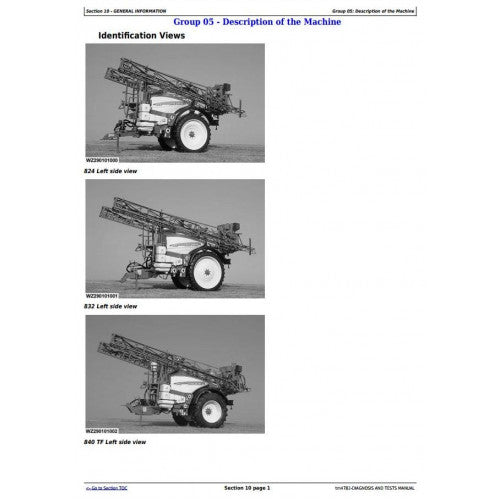 DIAGNOSTIC & TEST MANUAL - JOHN DEERE 824, 832, 840 TRAILED SPRAYERS W.ELC-1/EHC-2/EL-4 UNIT TM4782