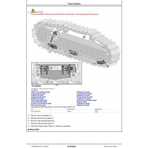 REPAIR TECHNICAL SERVICE MANUAL - JOHN DEERE 950K (SN. C310401-338999) CRAWLER DOZER  (TM14259X19)