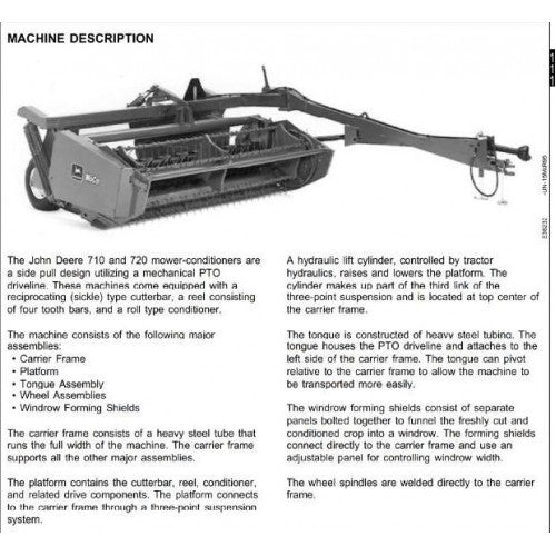 DIAGNOSTIC AND REPAIRTECHNICAL SERVICE MANUAL - JOHN DEERE MOWER-CONDITIONERS MODELS 710, 720 TM1619