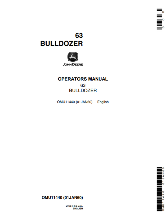  Access the John Deere 63 Construction Crawlers Operator Manual (OMU11440_). Find detailed instructions and maintenance tips to enhance your equipment's efficiency.