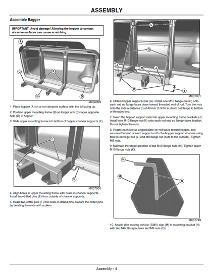 John Deere 14 Bushel Rear Bagger MCS For Compact Utility Tractor Operator's Manual OMLVU18333 