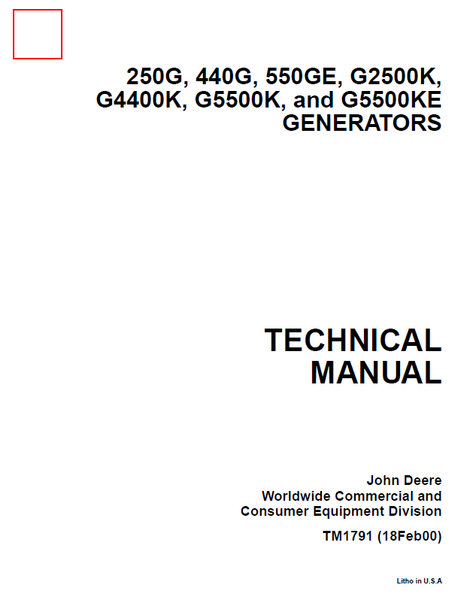 John Deere 250G, 440G, 550GE, G2500K Manual TM1791 