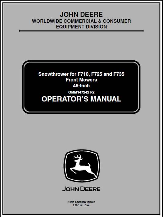 John Deere 46-Inch Snow Thrower Manual OMM147242